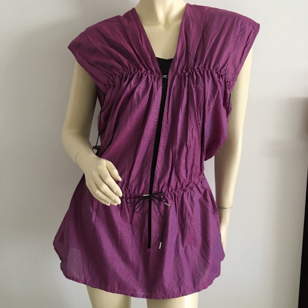 Hugo Boss purple ruched tie front tank top